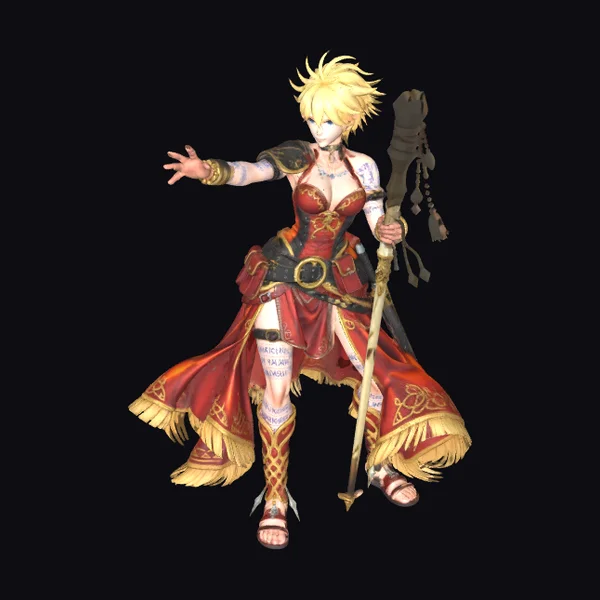 Blonde Warrioress with Staff