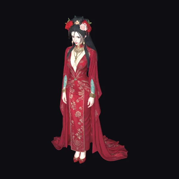 Elegant Red Gown Figure