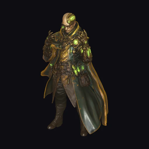 Bald Sorcerer with Glowing Accents