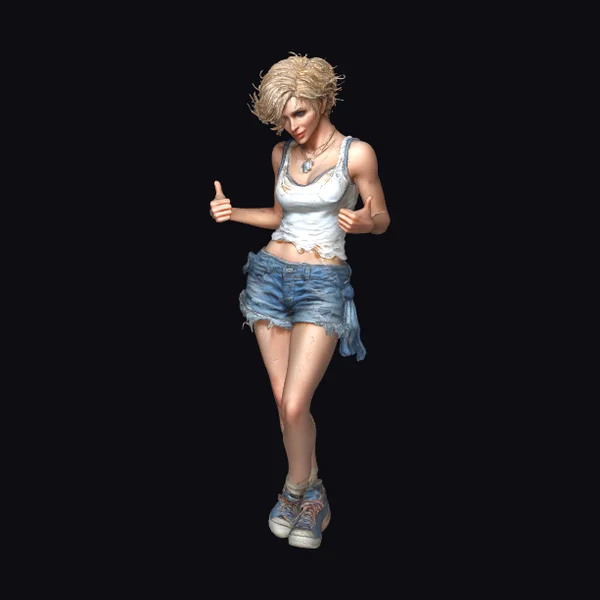 Blonde Girl in Shorts