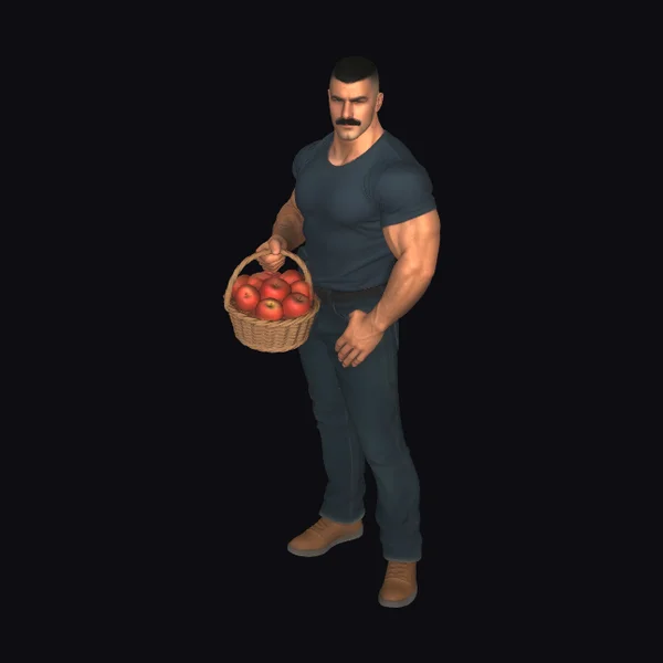Muscular Man with Apples