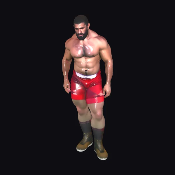 Muscular Man Red Shorts