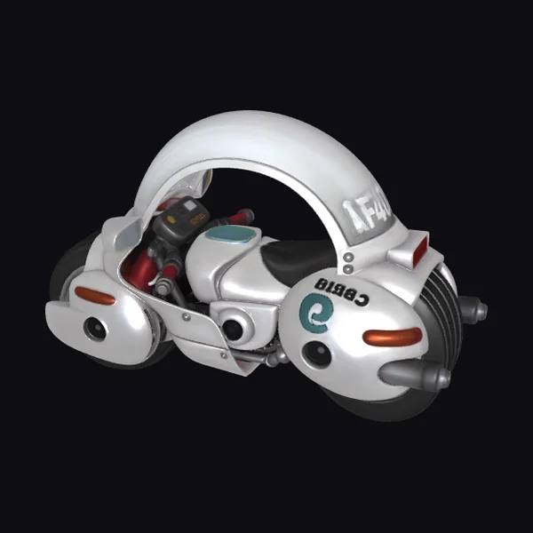 Futuristic Motorcycle with Rider