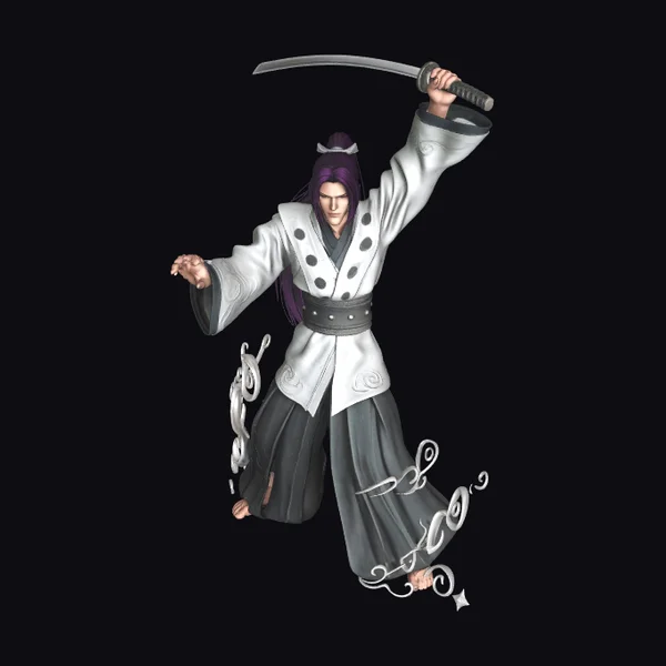Samurai with Purple Hair