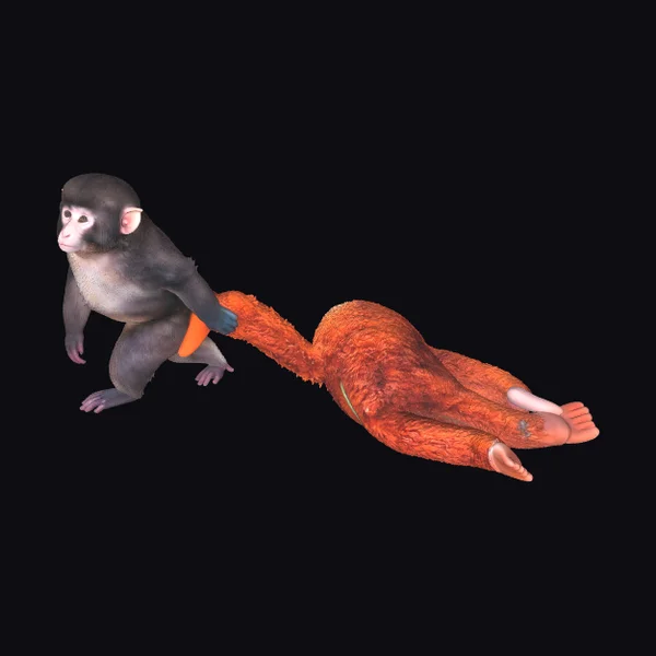 Monkey with Plush Toy