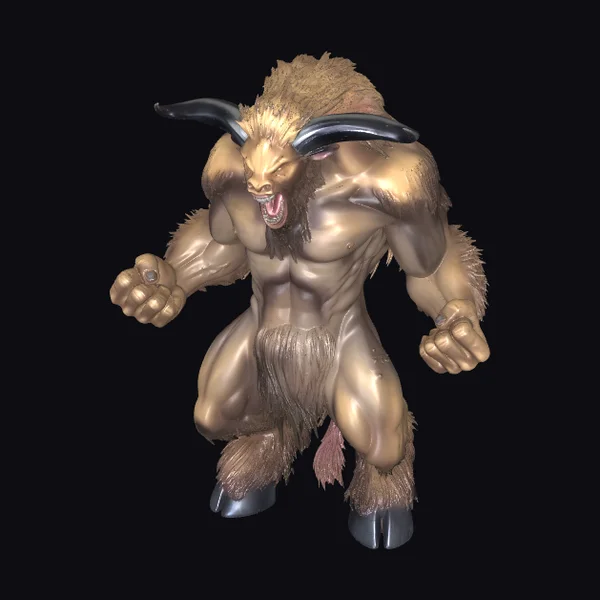 Furry Horned Beast Creature