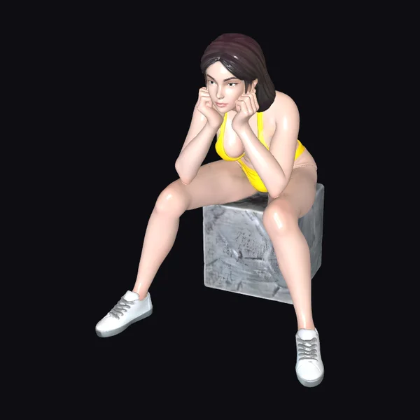 Woman in Yellow Bikini