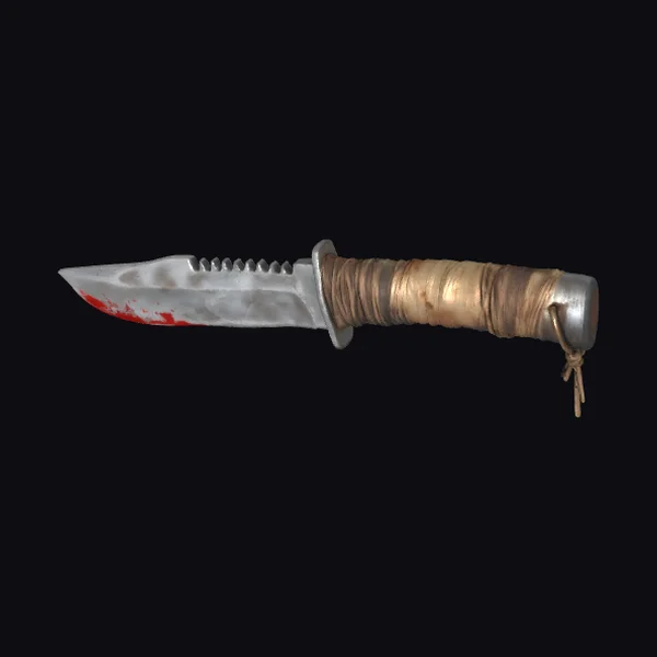 Bloodied Serrated Knife