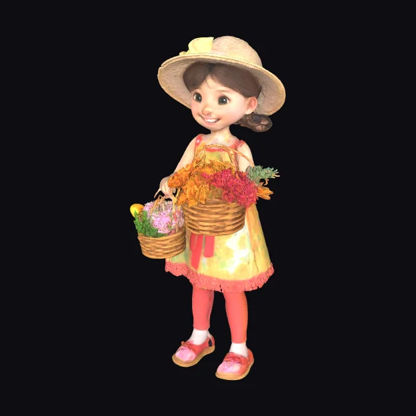 Little Girl with Baskets