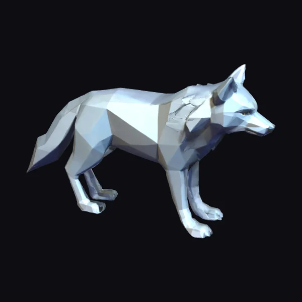 Low Poly Gray Wolf