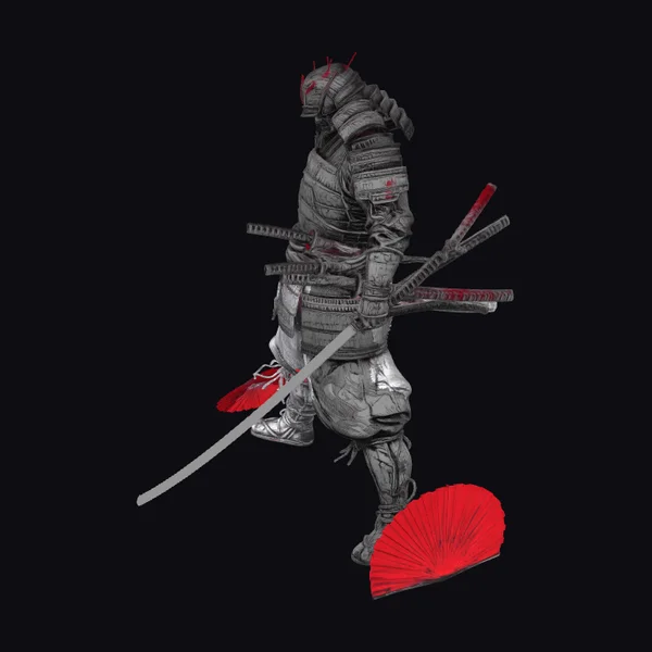 Samurai with Red Accents