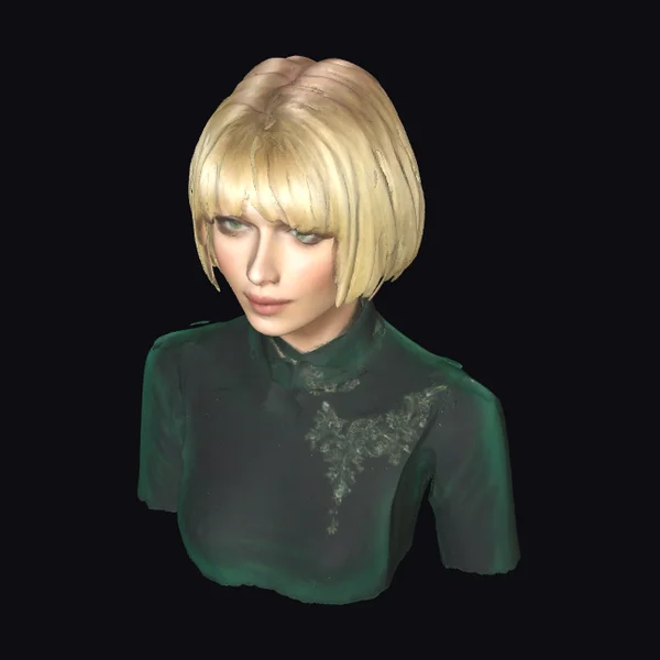 Blonde Woman in Green