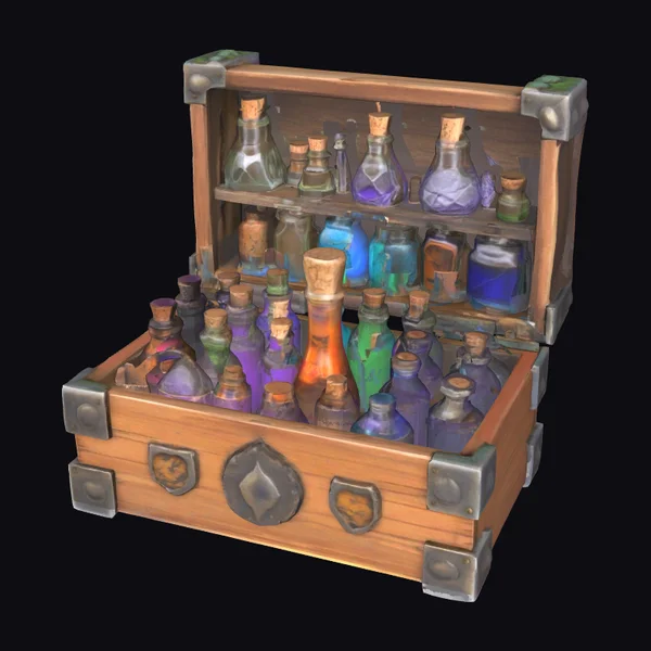 Wooden Chest with Potions