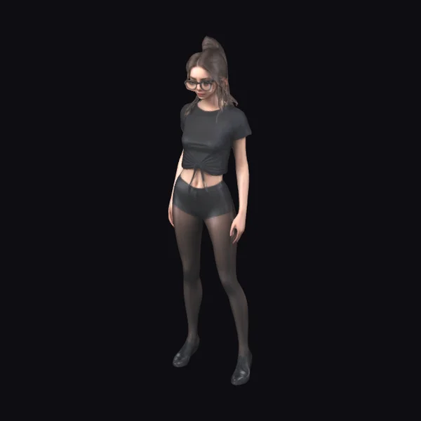 Girl in Black Pantyhose