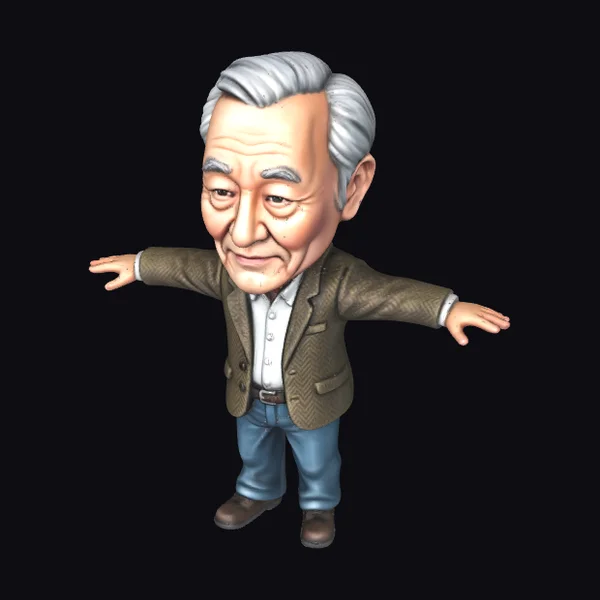 Elderly Man in Brown Jacket