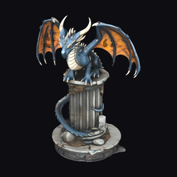 Blue Dragon on Pillar