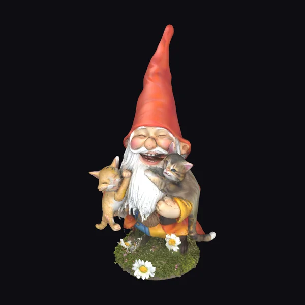 Laughing Gnome with Kittens