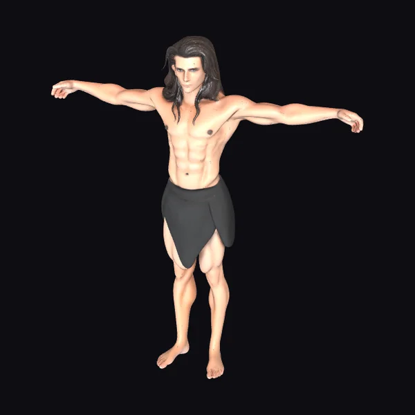 Muscular Jungle Warrior Man