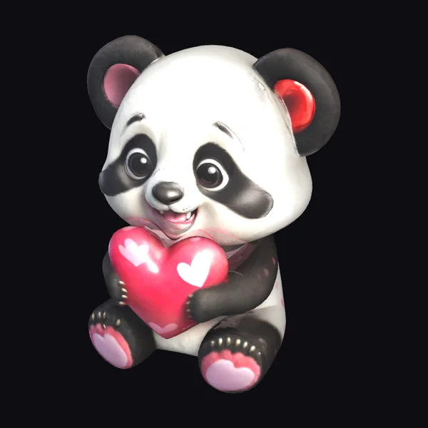 Cute Panda Holding Heart