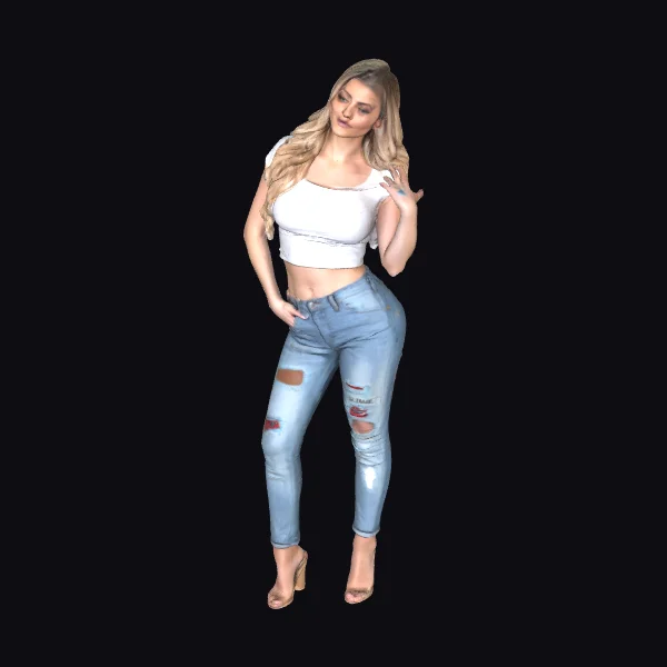 Woman in Distressed Jeans