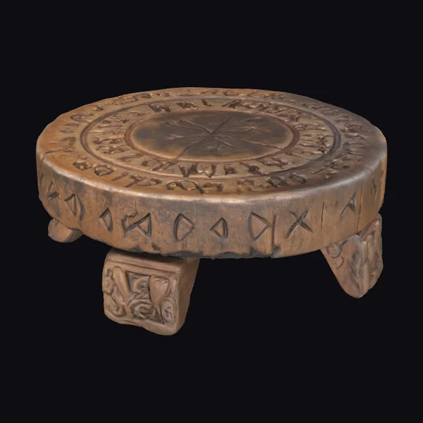 Runic Wooden Stool