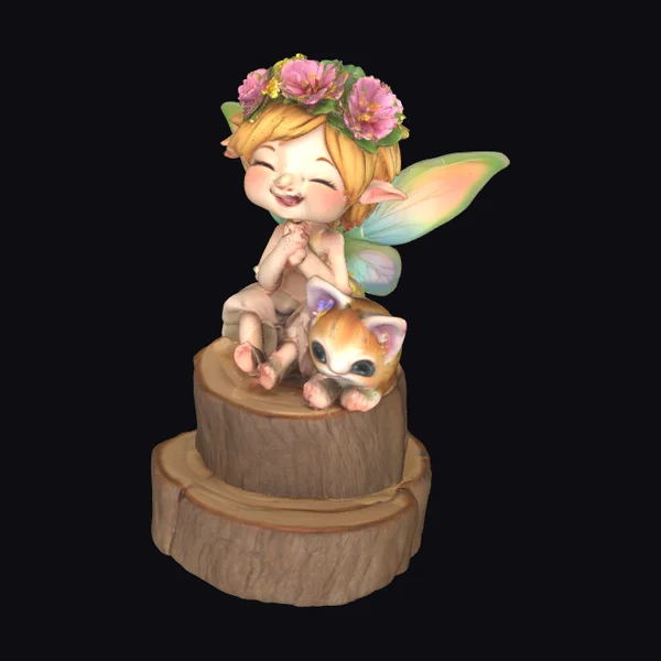 Cartoon Fairy and Kitten