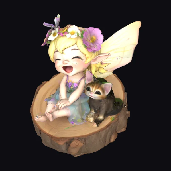 Cartoon Fairy and Kitten