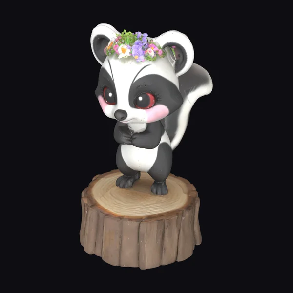 Cartoon Skunk on Wood
