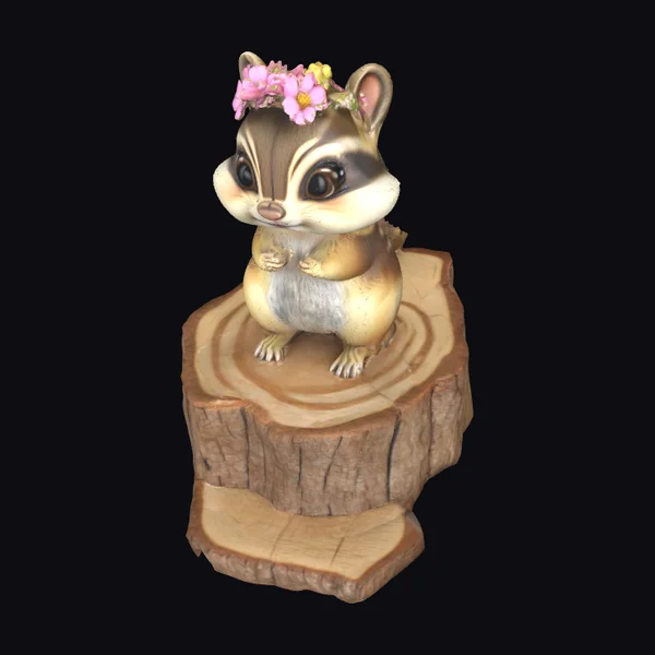 Cartoon Chipmunk on Wood