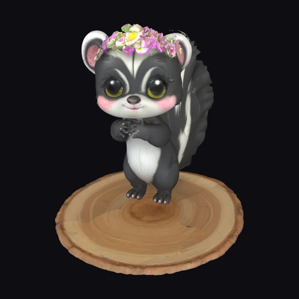 Cartoon Skunk with Flowers