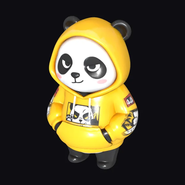 Panda in Yellow Hoodie