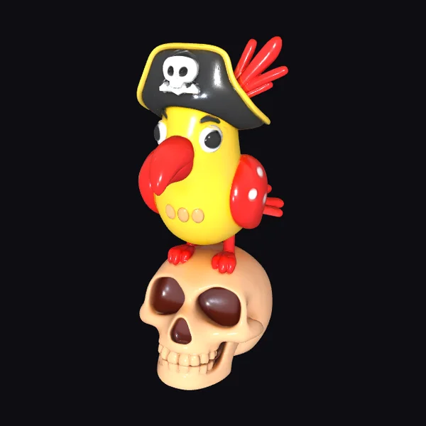 Pirate Parrot on Skull