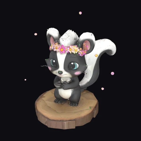 Cartoon Skunk with Flower Crown