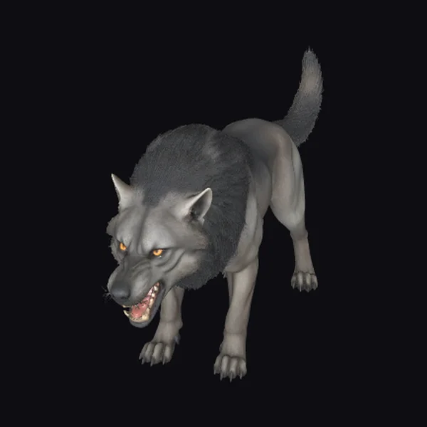 Furry Gray Wolf Creature