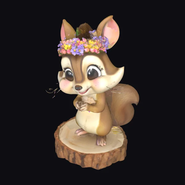 Cartoon Chipmunk with Flower Crown