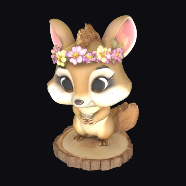 Cartoon Chipmunk with Flower Crown