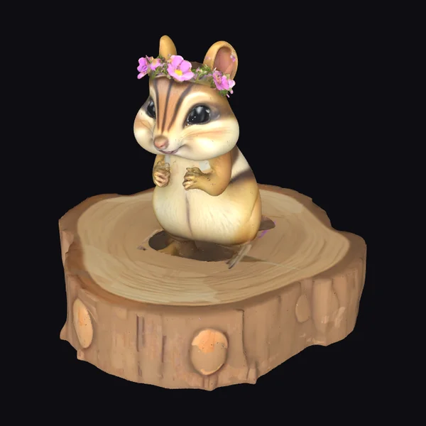 Cartoon Chipmunk on Wood