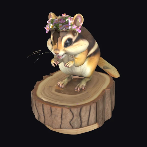 Cartoon Chipmunk on Wood