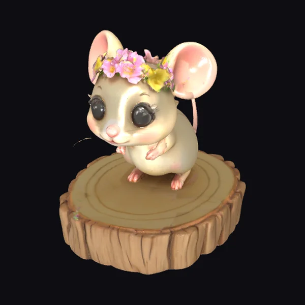 Cartoon Mouse on Wood