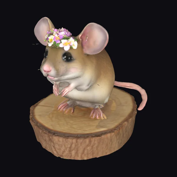 Cartoon Mouse with Flower Crown