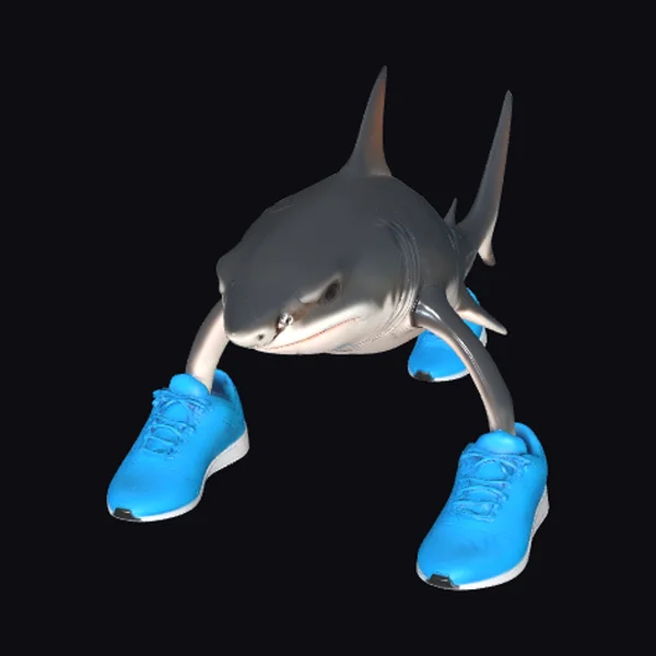 Shark Wearing Blue Sneakers