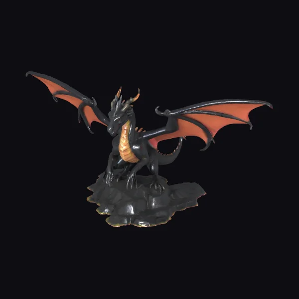 Black Dragon on Rock