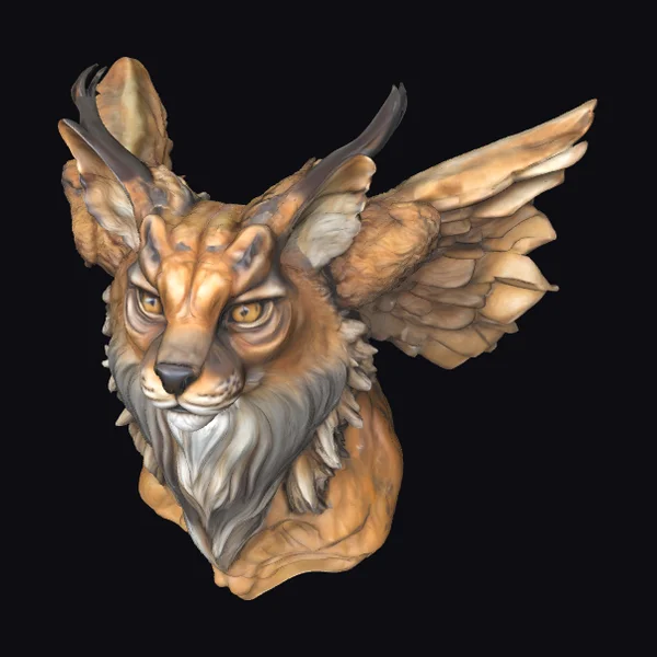 Winged Lynx Head