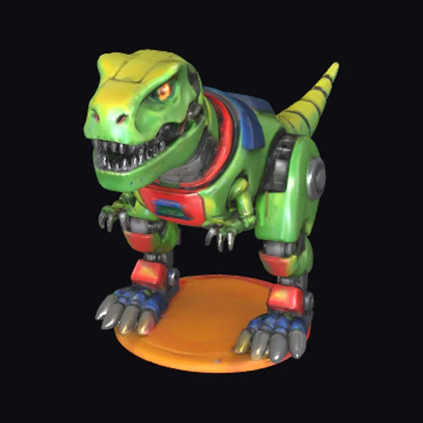 Green Metallic Dinosaur Robot
