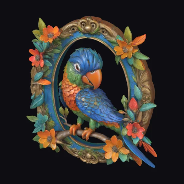 Parrot in Ornate Frame