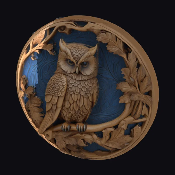 Carved Wooden Owl Plaque