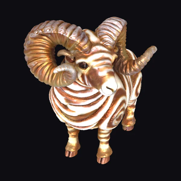 Golden Striped Ram Figurine
