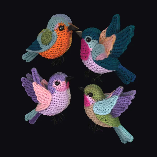 Crochet Colorful Bird Set