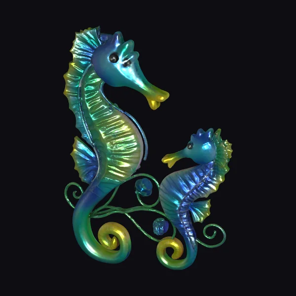 Shimmering Metal Seahorses