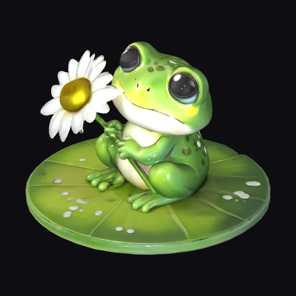 Green Frog on Lily Pad